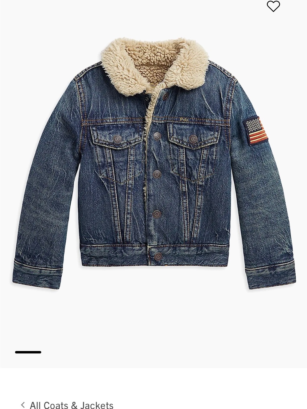 Polo by Ralph Lauren Blue Denim trucker Jacket with Cream Sherpa lining. Boys XL - Picture 5 of 7